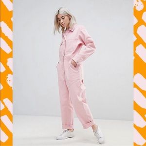 Pink denim jumpsuit - worked twice- in perfect condition.